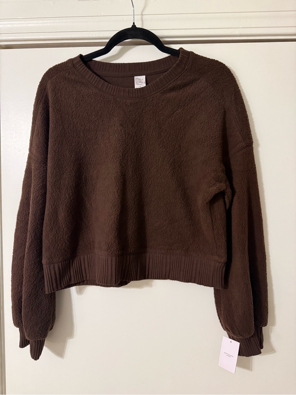 Auden Brown Textured Crewneck Sweatshirt Size Small NWT